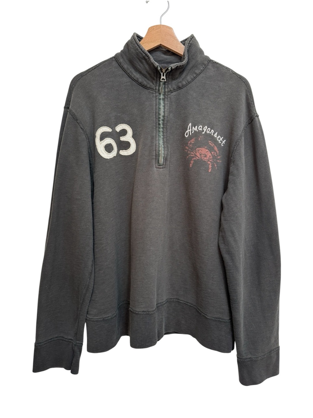 J. Crew Amagansett Embroidered Crab Quarter Zip Pullover Sweatshirt Men’s Large